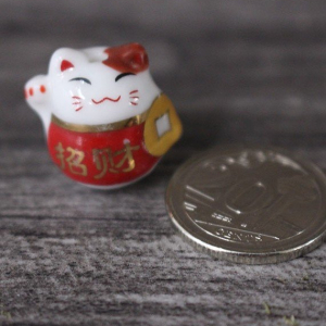 Mini Fortune Cat Figurine - Red ( " Zhao Cai" )