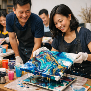 acrylic pour workshop in Singapore